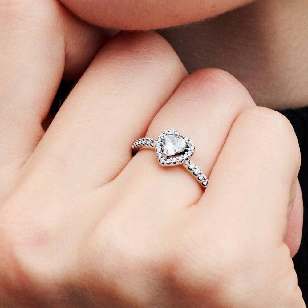 PANDORA Elevated Heart Ring, Size 4